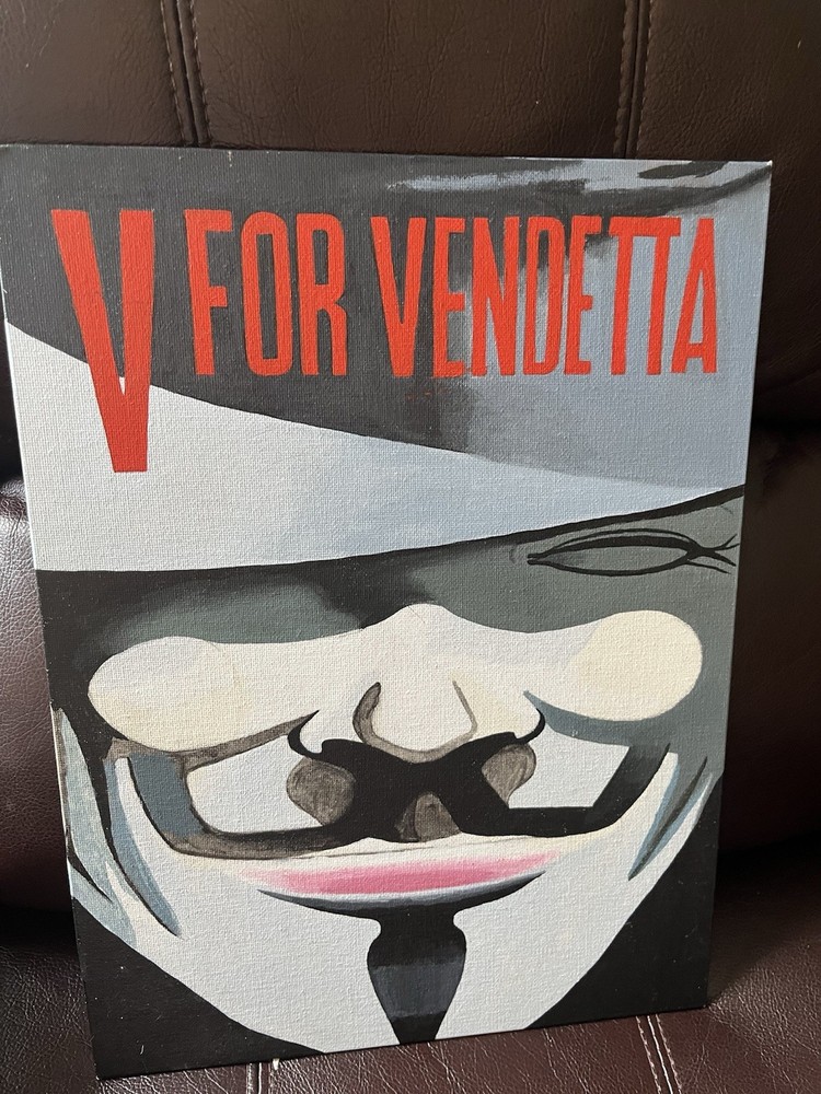Oil Painting V For Vendetta On Hardboard 16 X 12