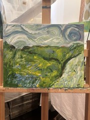 Green Hills Landscape Impression 11×14 ABSTRACT IMPRESSIONISM Van Gogh