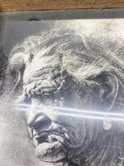 1970s Framed Lithographic Sheet Metal Painting of Geronimo Native American