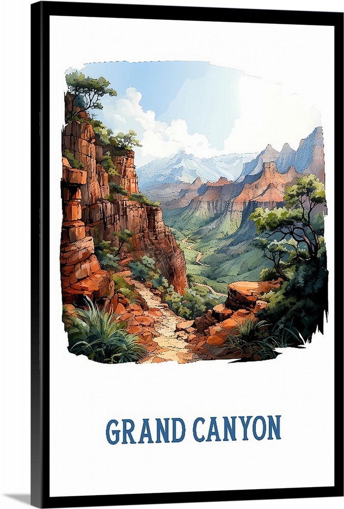 Grand Canyon Retro Travel Poster, Canvas Or Framed 1930s Vintage