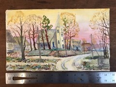 Vintage Original Plein Air Painting on Linen by Ukrainian Artist Signed 8 X 13