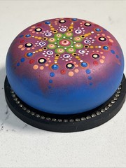 Natural Stone Mandala Dot Painting, Hand-Painted Acrylic on Rock 2”