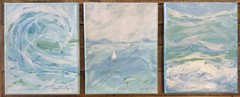 Original Acrylic Ocean Triptych Set – The Wave, Sail Away, Swimming Bliss 8×10