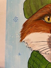 11 x 14 Original Framed Acrylic Painting on Canvas….“Fox with Hat and Scarf“