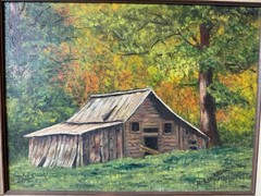 Original Signed R. Limardi Oil Painting Rustic Barn Autumn Landscape Framed