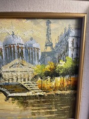 Caroline Burnett (1877-1950) Paris on Canvas Original Oil Painting Framed Signed