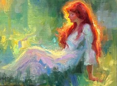 Young Girl figurative Whimsical oil painting original custom painting