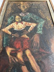 BERNARD CHAET 1940S EARLY LISTED BOSTON MODERNIST PORTRAIT ANTIQUE OIL PAINTING