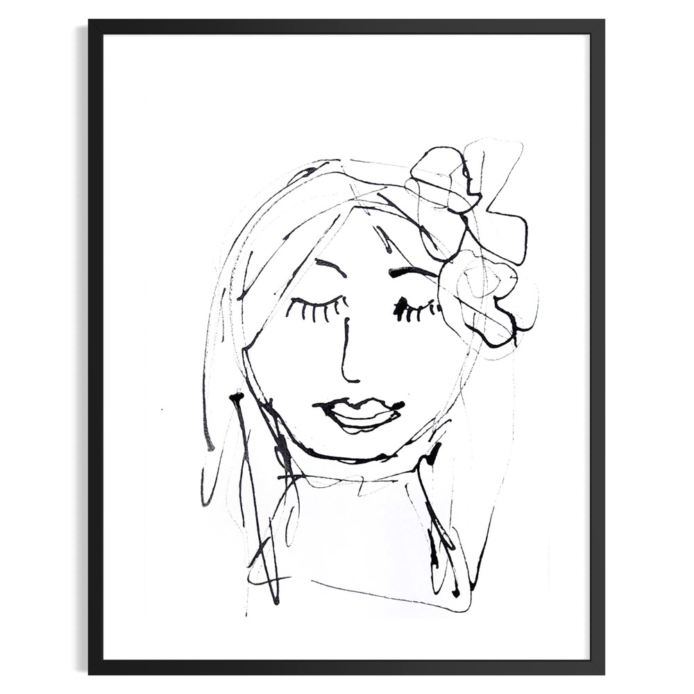 Original Minimalist Abstract Portrait 9×12 Painting Black White Wall Art Paper