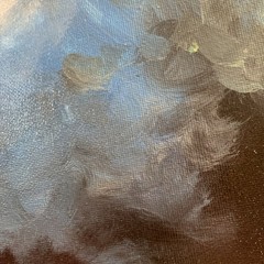 8″ x 10″ Original Acrylic Painting Clouds Sky Art Canvas Panel Decor With Easel