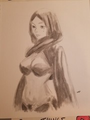 Original Charcoal Art by MOE. Sexy woman wearing hijab. 11″ x 14″ – Not a print