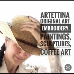 Aceo Original Bumblebee Coffee Painting Miniature ATC Art Gift Treat Yourself