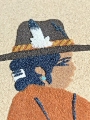 1982 Navajo Boy & Girl Sand Art Painting Signed Eloise Allen Framed 11.5″x11.5″