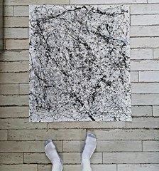 Original Abstract Action Painting jackson pollock style unstretched 36×41 Canvas