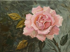 PRINT OF Painting Folk Art Ryta Pink Autumn Fall Rose Garden Decor 8×10 Nature