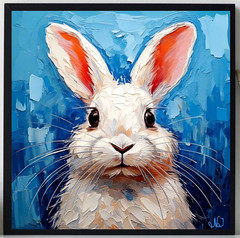ORIGINAL Oil PAINTING on Canvas Hare Textured Artwork 12×12 in Custom Order