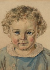 Gustav Adolf Friedrich 1824-1889 Dresden / Watercolor 1851 Portrait Child Boy