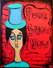 PUNK SHOW NOW RED EXPRESSIONISM PAINTING STRETCHED CANVAS..11 X 14 BY: JORDO