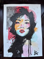 ABSTRACT PORTRAIT 11×15 Abstract Beautiful Asian Woman Watercolor Painting