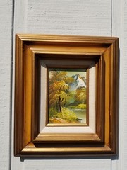 WENDY REEVES ORIGINAL OIL PAINTING MOUNTAIN STREAM LANDSCAPE FRAMED