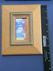 Vintage Signed Miniature Seascape Painting Framed Coastal Wall Art Mediterranean