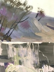 Oil Painting Waterfall Unknown Artist Unframe Original Home Decor Art nAAA2275