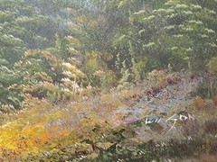 Vintage Large Mountains Landscape Oil Painting Canvas Original Wood Framed 24×36