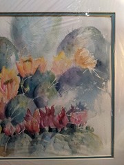 BLOOMING CACTI CACTUS SOUTHWEST WATERCOLOR PAINTING Matted Signed (Moving Sale)