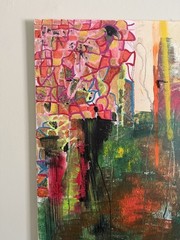 Abstract Original Painting on Canvas, Multicolor Wall Art, Unframed Single Piece