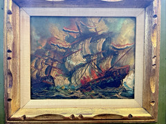 VNTG-ANTIQUE – 18TH CENTURY SHIP BATTLE OIL PAINTING BY VASSELLI – SIGNED