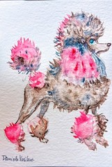 Original Standard poodle dog art,home interior design,dog lover gift 4×2.9″