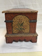 Signed David Ellinger Folk Art Miniature Chest Hand Painted, RARE