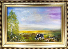 Summer nature Oil painting Original art Country Landscape Flower meadow 5×7 in