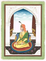 Portrait Painting Of Raja Chattar Singh Attariwalla Sikh Raja 8.5×11.5 Inches
