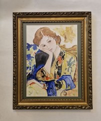 Original Watercolor Painting Portrait Wall Art Framed Home Decor Handmade Art