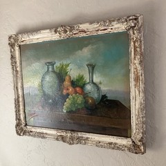 Vintage Original Oil Painting Classical Still Life with Fruit and Wine -Signed