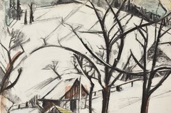 Karl Schropp 1899-1978 Heidelberg / Large Watercolour & Charcoal „Schonach“ Black Forest
