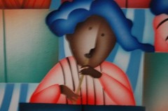 VTG FRED BLASSINGHAM FRAMED ACRYLIC ART DECO STYLE AFRICAN AMERICAN JAZZ BAND
