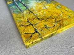 Golden Autumn Birch Forest Original Oil Painting on Canvas, Fall Landscape Art