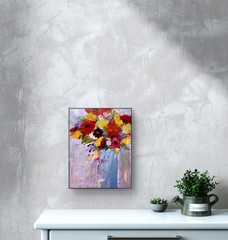 Mary Myers Original Abstract Expressionism Flowers on 8×10 Wood Signed Art