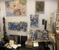 City scene Düsseldorf 60 x 120 cm original sig. Acrylic Picture Expressive Art Milling