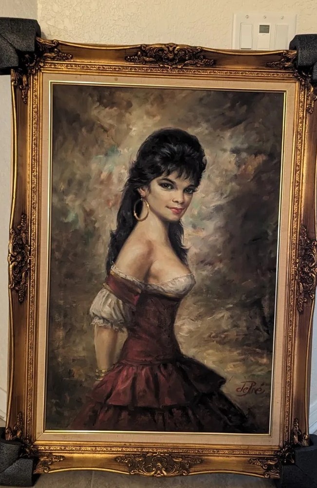 Willi Depre, Deceased German Artist, Art Of Gypsi Girl. Oil On Canvas. 44″X32″