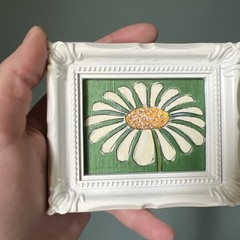 Daisy,flower,cute,original,miniature Painting,small,mini,framed