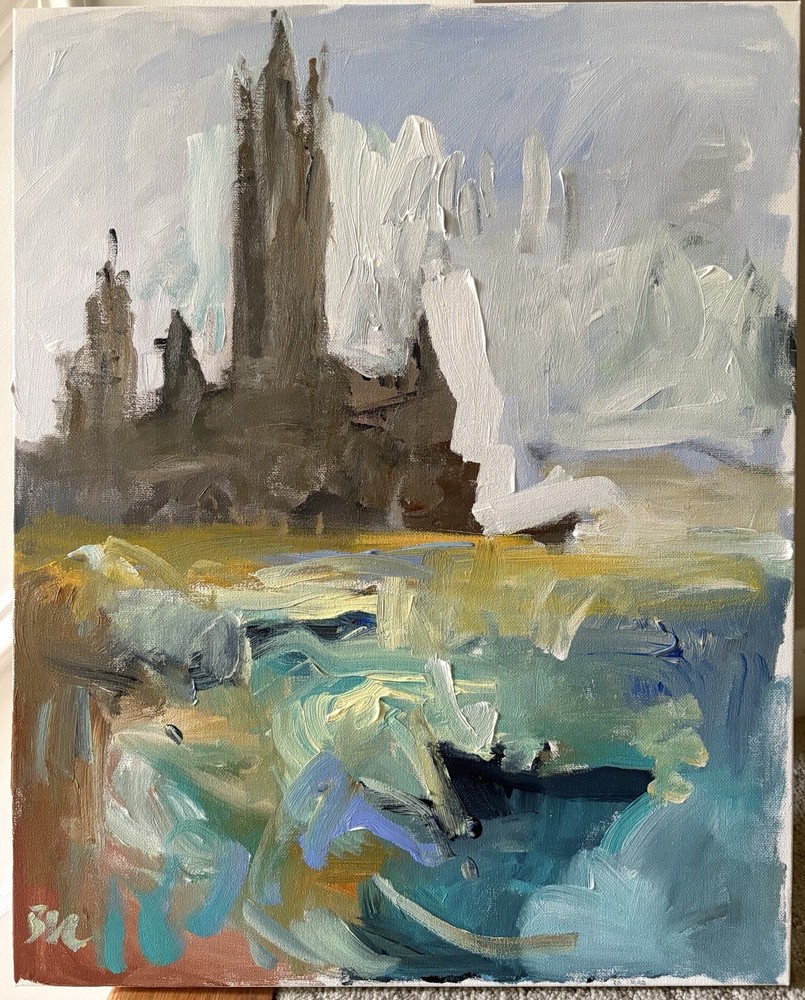 Cathedral Seascape Impressionism Painting On 16”x20” Canvas Original Signed