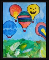 Abstract/Expressionism 11×14 Balloon Ride Signed Cartoony Colorful Art Painting