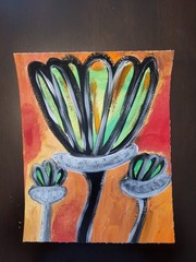 Original Abstract 8×10 Painting On Heavy paper acrylic modern Art Signed Floral