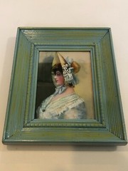 Original Watercolor Lady Portrait, Framed, 5 1/4″ X 7 1/4″ (Image), 9 1/2″ x 12″
