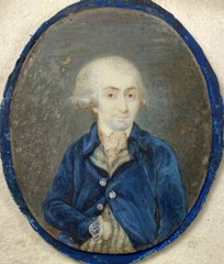 Antique c1750-80 French Portrait Miniature of Gentleman, Powdered Wig, Louis XVI