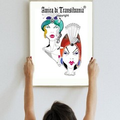 Well Known Artist Celebrity Famous Wall Art Watercolor Painting Drawing 2 Ladies