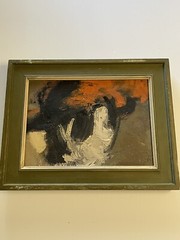 Mid Century Abstract Painting Bunker Non Objective Expressionism 1950’s Vintage